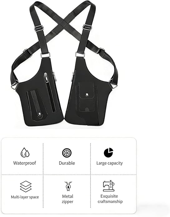 Premium Leather Shoulder Bag, Double Shoulder Armpit Bag for Men, Anti-Theft Hidden Adjustable Shoulder Holster for Men