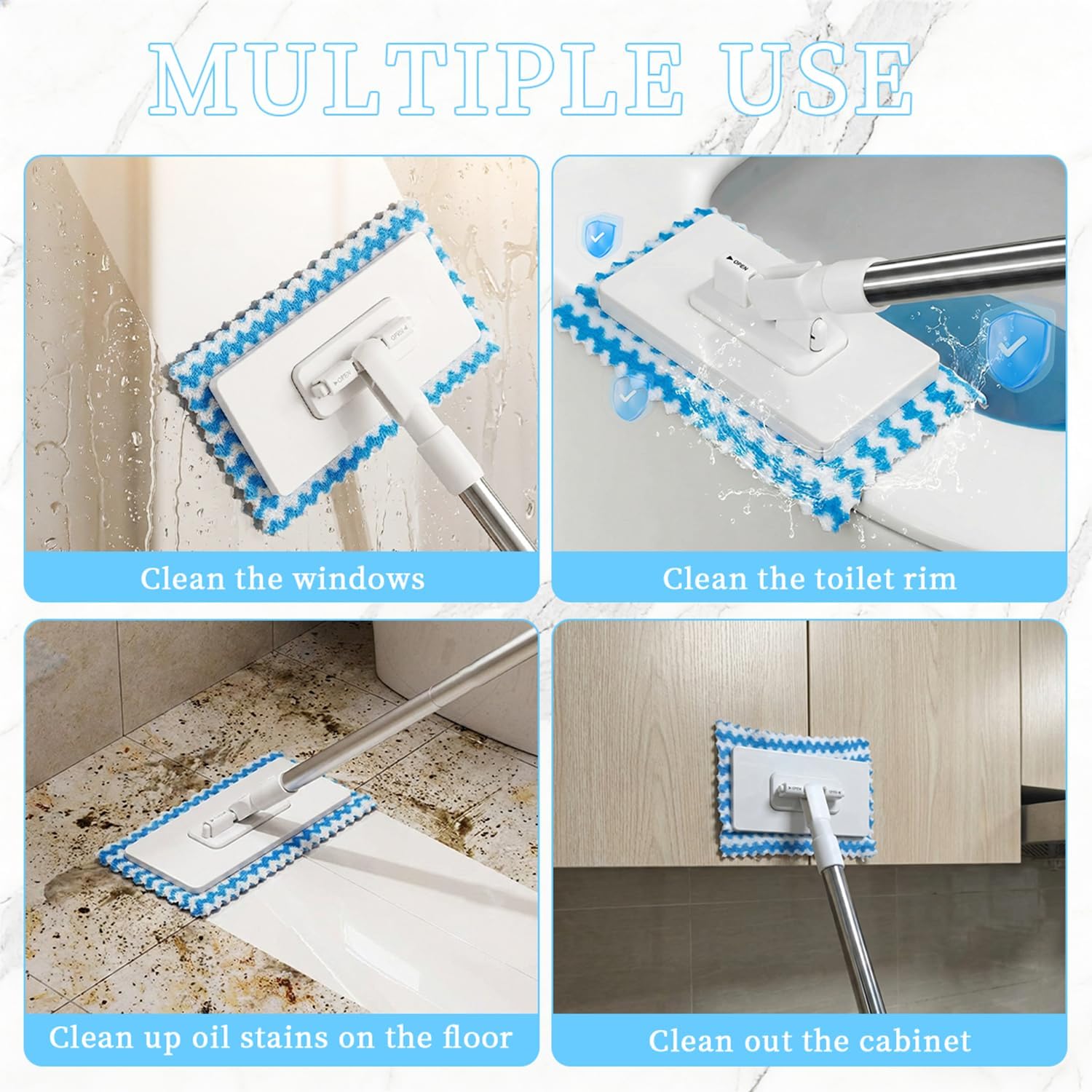 Snap Grip Mini Mop,2026 Upgraded Zero Touch Snap Grip Mini Mop,Cloth Changing MiniMop,Automatic Hands Free Push Pull Handle,Includes 1 MiniMop & 5 Reusable Cloths