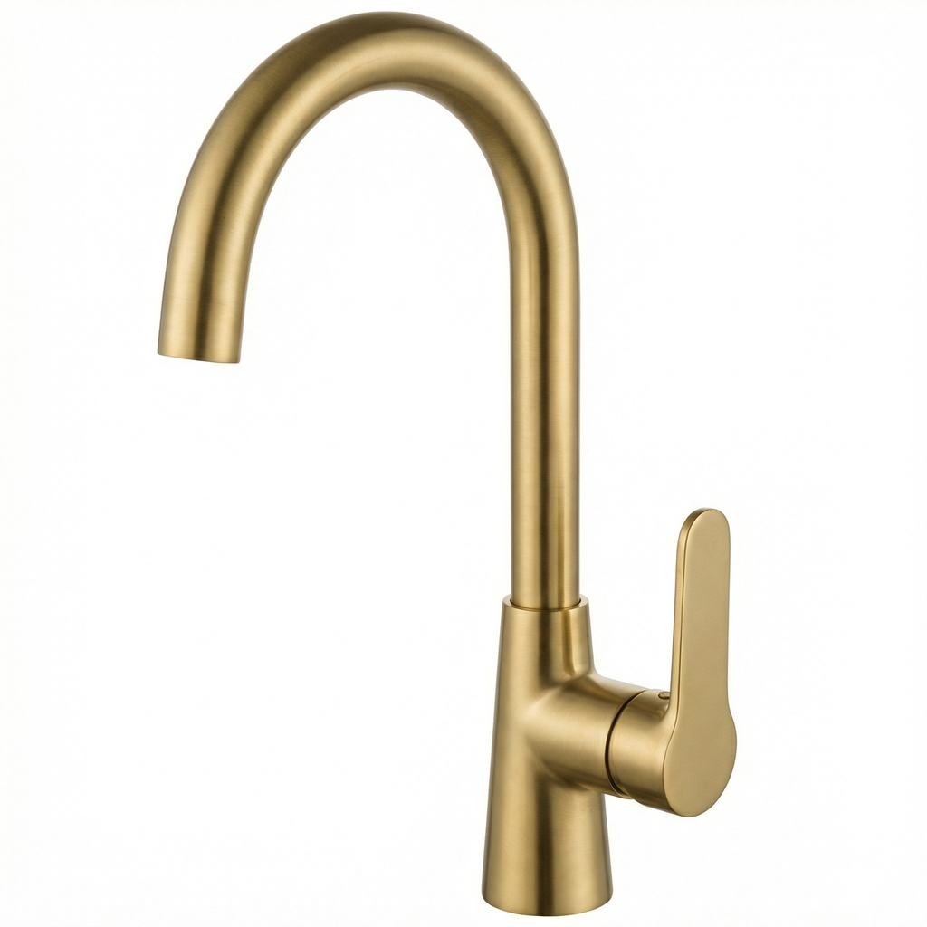 Altair Single Hole Single-Handle Bathroom Faucet in Brushed Gold, European Luxury Design
