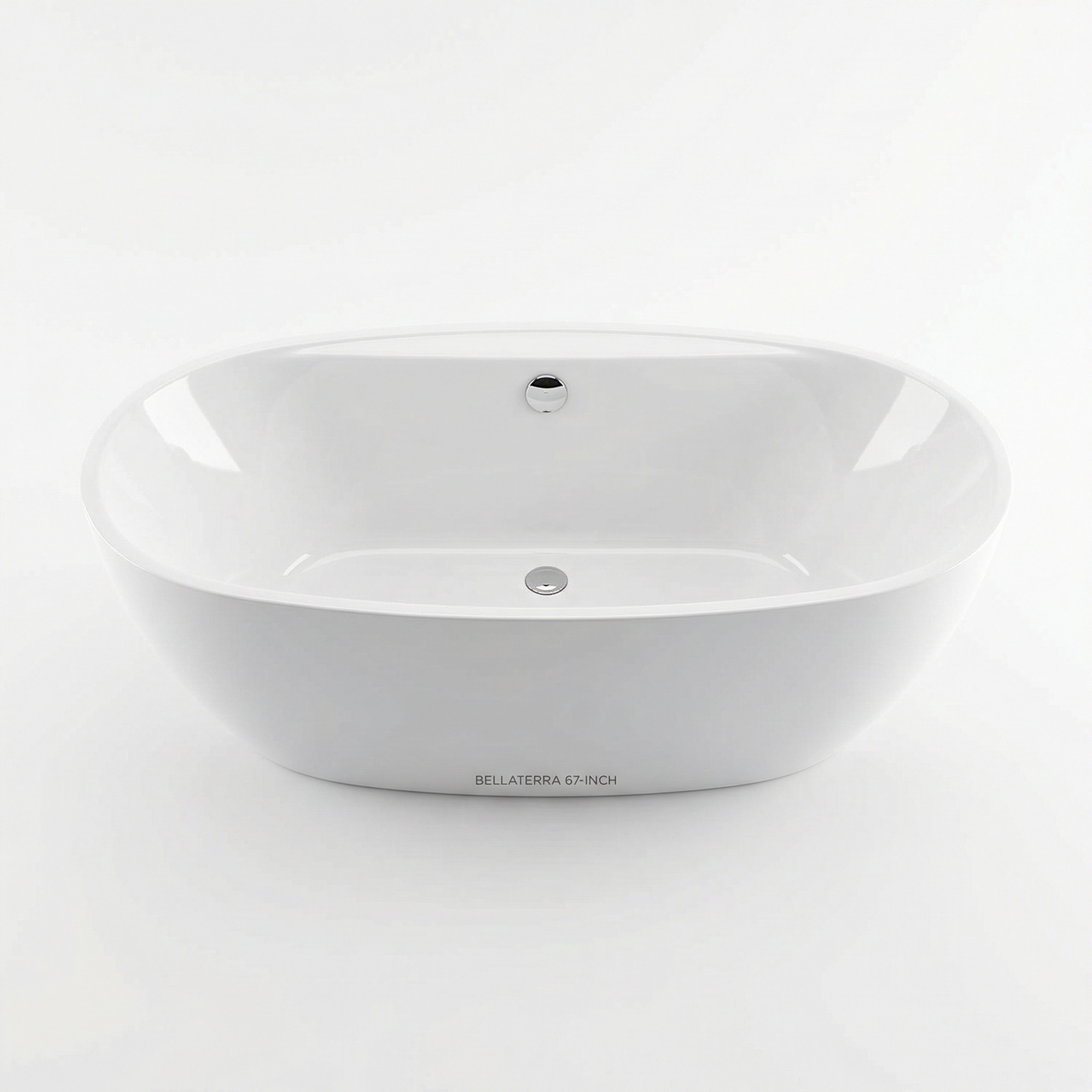 Bellaterra Home 67-Inch Freestanding Acrylic Bathtub, Glossy White, 81-Gallon Capacity
