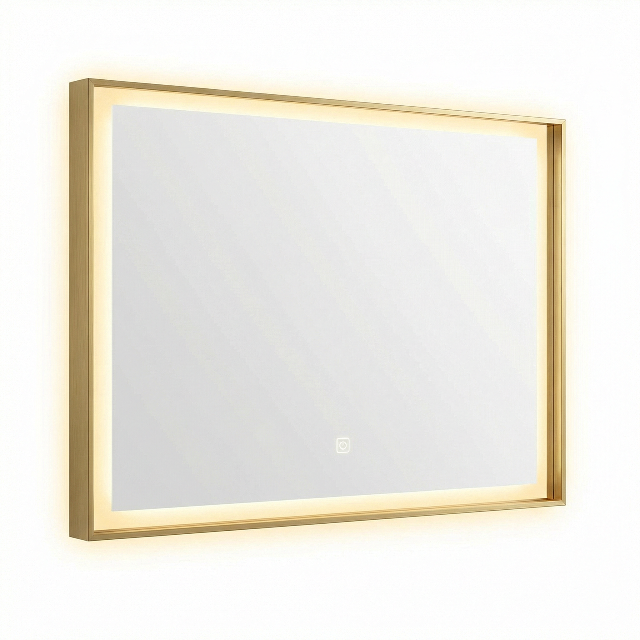 FTOTI 24x32 Inch LED Bathroom Mirror, Brushed Gold Aluminum Frame, Anti-Fog Dimmable Touch Switch