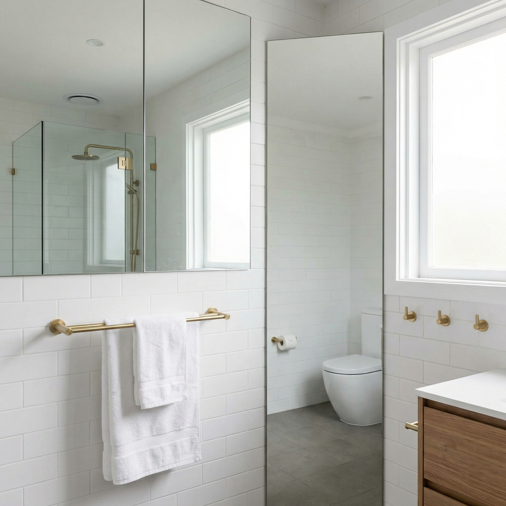 5-Piece Brushed Gold Bathroom Hardware Set, Stainless Steel Towel Bar, Ring, Toilet Paper Holder and Hooks