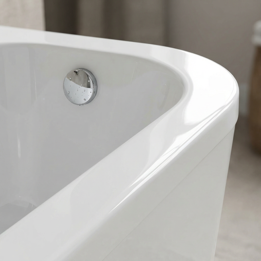 Bellaterra Home 67-Inch Freestanding Acrylic Bathtub, Glossy White, 81-Gallon Capacity