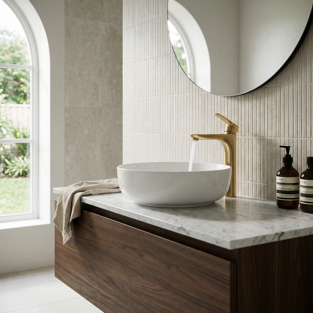 Altair Single Hole Single-Handle Bathroom Faucet in Brushed Gold, European Luxury Design