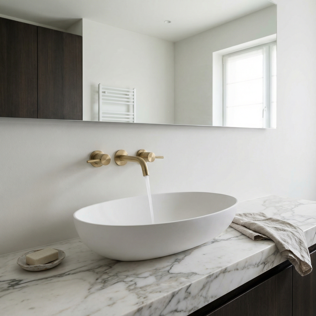 Oval Above-Counter Ceramic Vessel Sink, Glossy White, Modern European Design for Bathroom Vanity