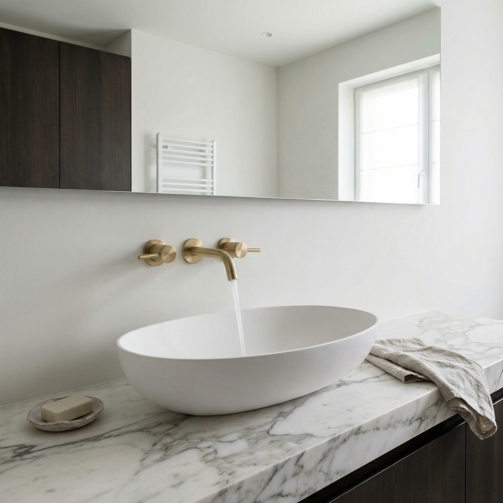 Oval Above-Counter Ceramic Vessel Sink, Glossy White, Modern European Design for Bathroom Vanity