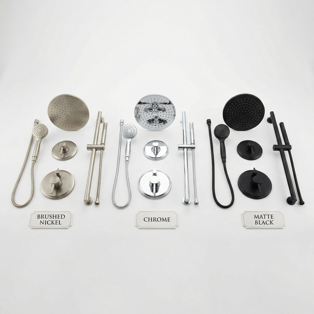 Rainfall Shower System Brushed Nickel 16-Inch Square Ceiling-Mount with Handheld and Thermostatic Valve