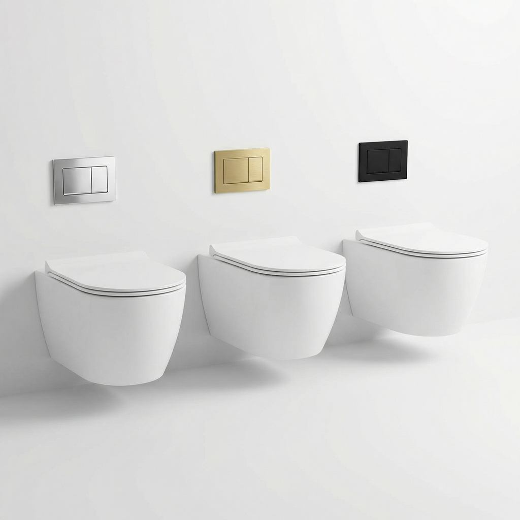 DeerValley Wall-Hung Elongated Dual-Flush Toilet with Soft-Close Seat, Glossy White Ceramic